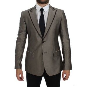 Dolce & Gabbana Brown Slim Fit Silk Two Button Blazer